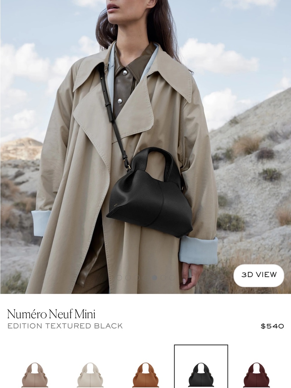 Authentic! NWT! Polene Numéro Neuf Mini in Textured Black - Retail $540! - Picture 6 of 17